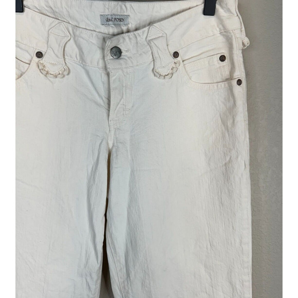 Zac Posen Womens Straight Leg Jeans Size 6 Ivory Mid Rise‎ Denim 6 Pockets - Picture 3 of 13